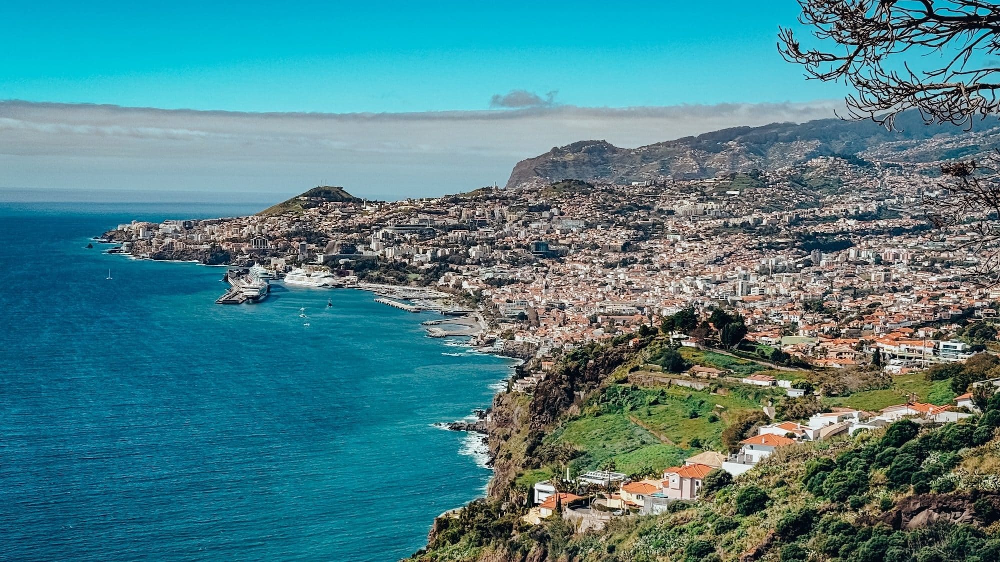 Panorama of Funchal from a viewpoint above the ocean
