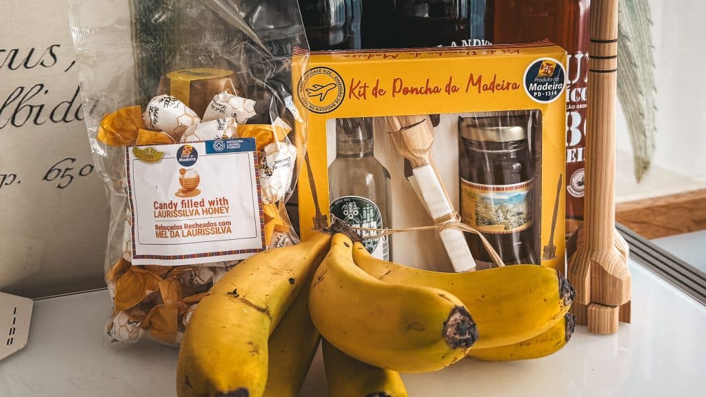 Souvenirs from Madeira, including a small poncha kit