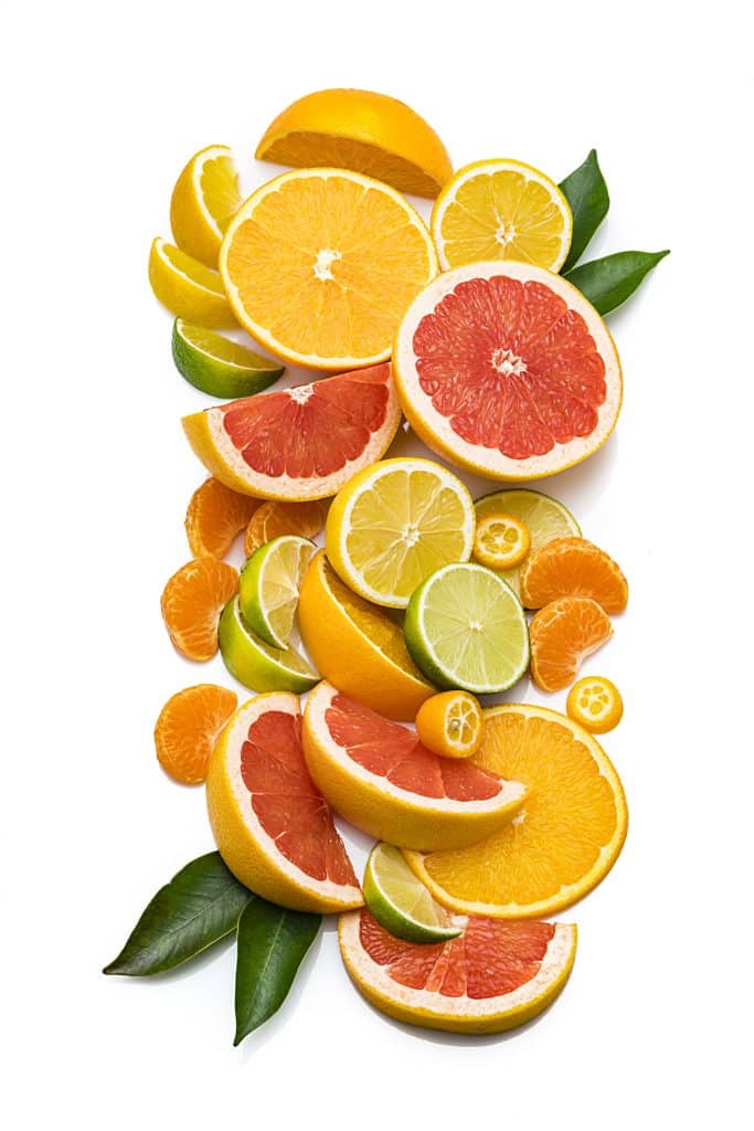 Citrus slices: orange, lemon, lime and grapefruit