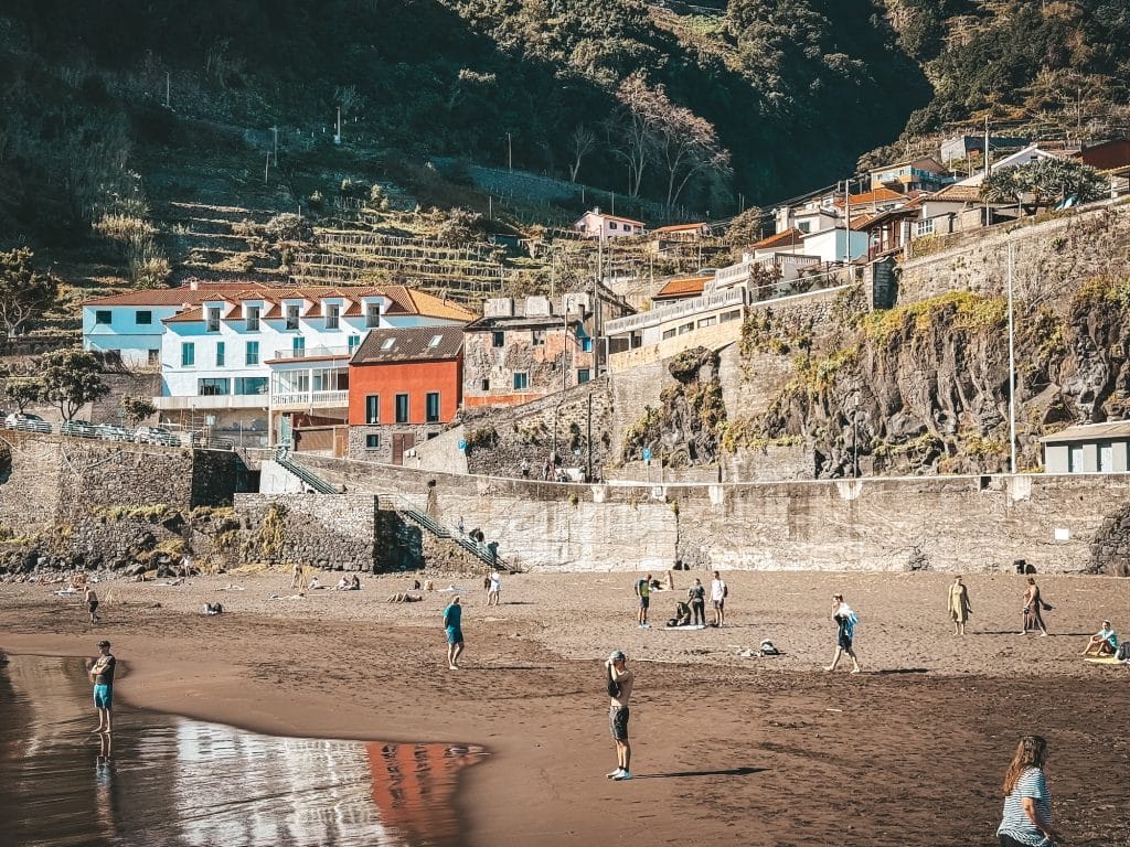 View of the black beach in Seixal