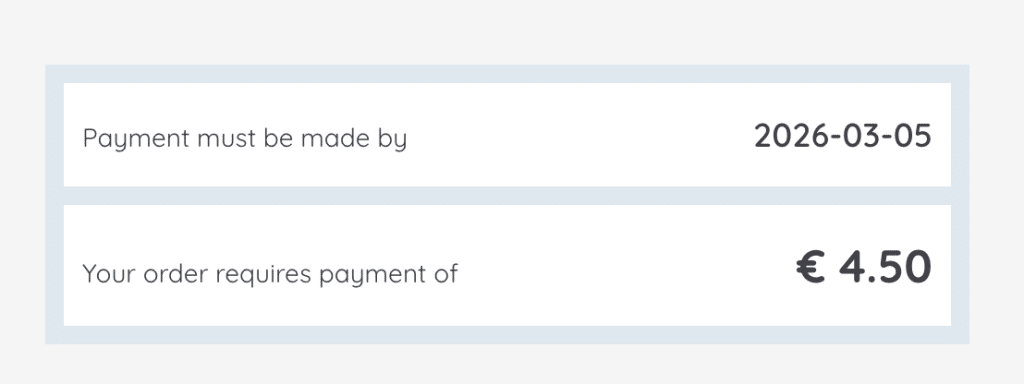 Simplifica: order summary with a €4.50 fee
