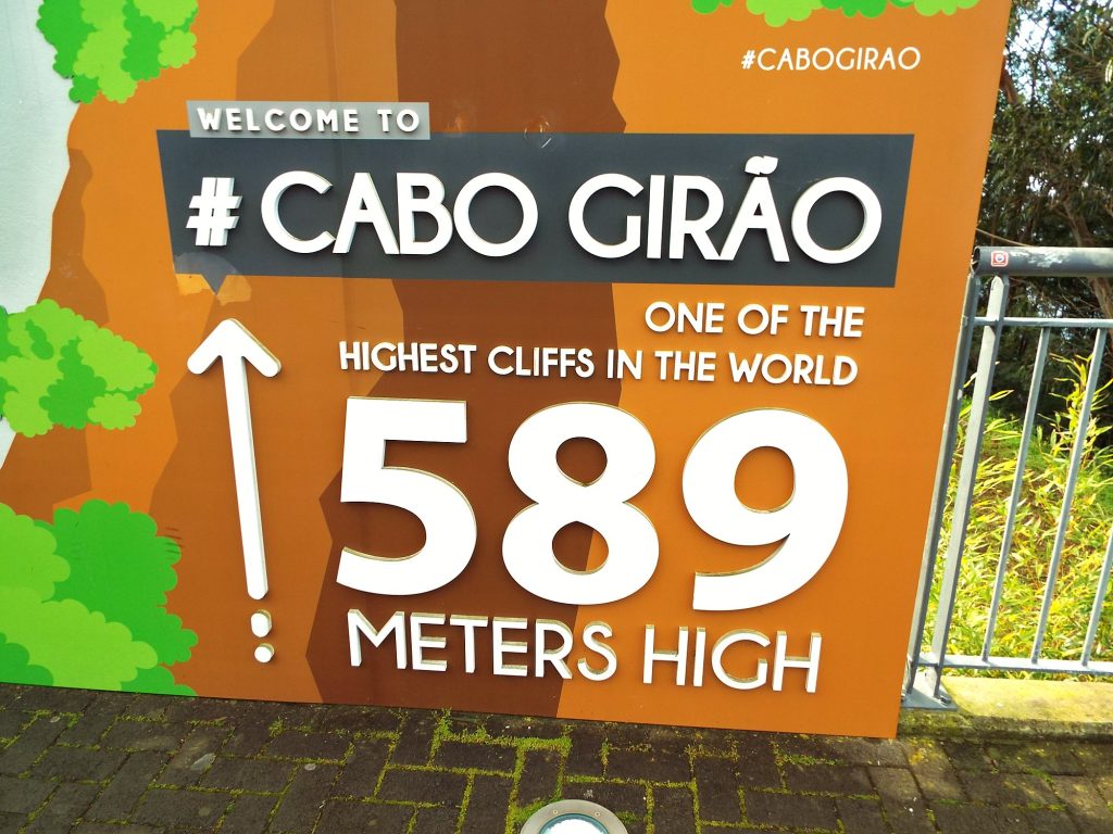 Welcome to Cabo Girão sign reading 589 meters high