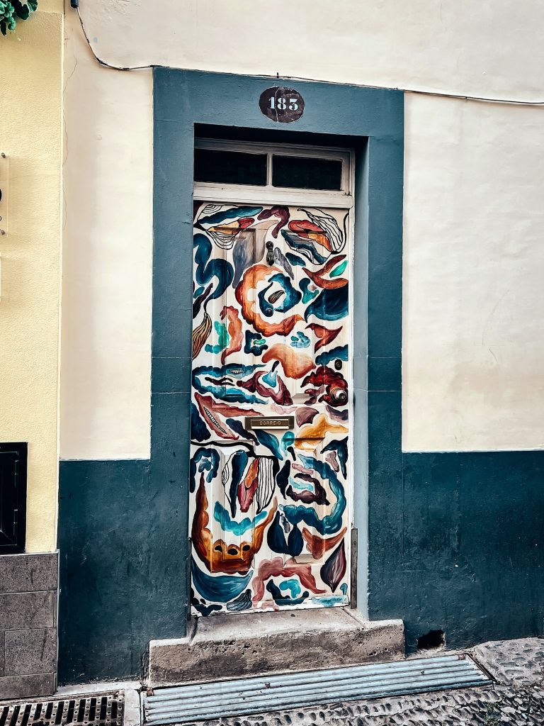 Painted door in Zona Velha, the Old Town of Funchal
