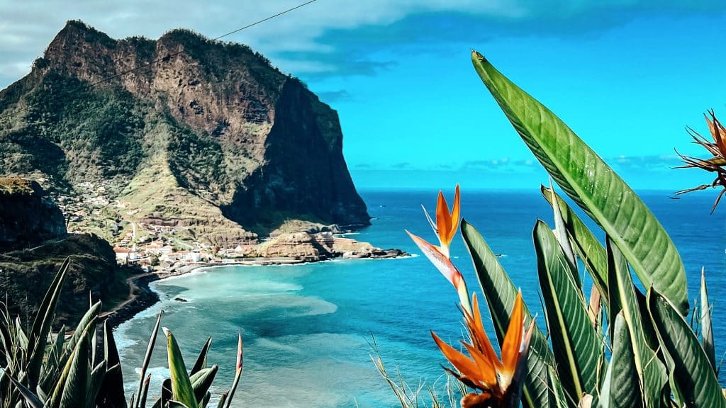 Penha de Águia rock and the bay at Porto da Cruz on Madeira’s north coast