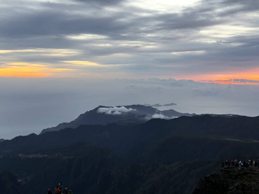 Madeira’s mountain ridges and clouds at dawn, seen from Pico do Arieiro