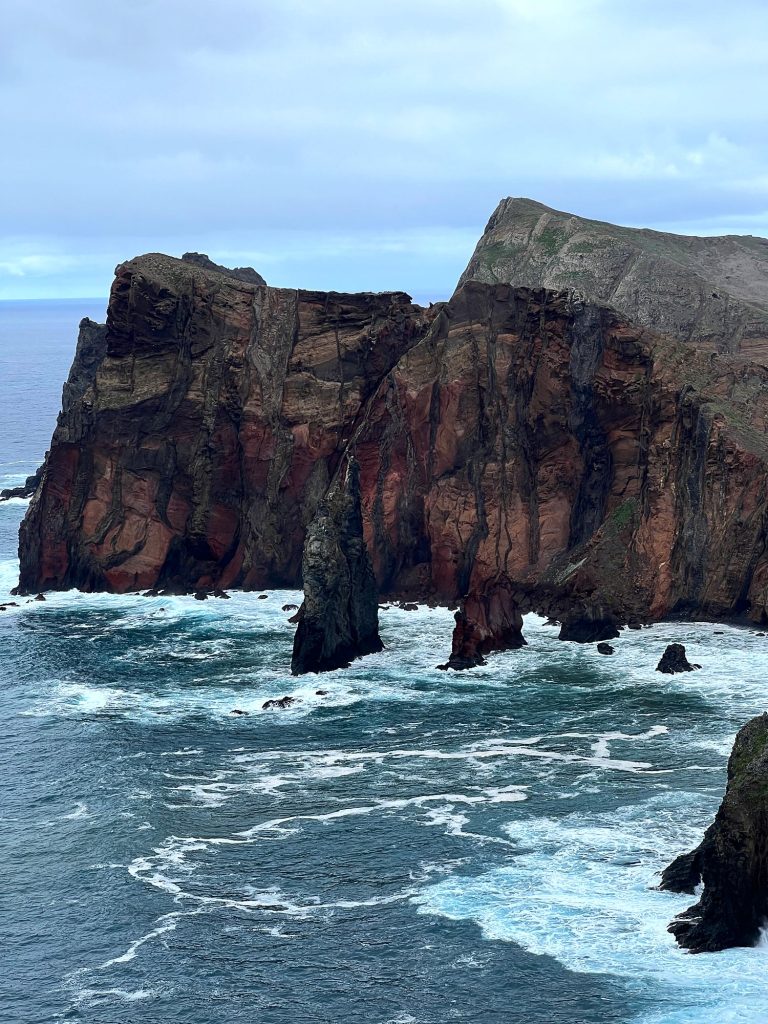 Vertical rocks and spires in the ocean off Ponta de São Lourenço