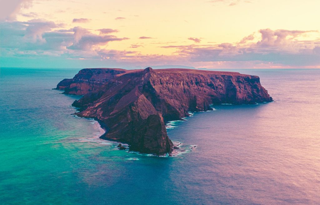 Aerial view of the islet of Ilhéu da Cal, also known as Ilhéu de Baixo