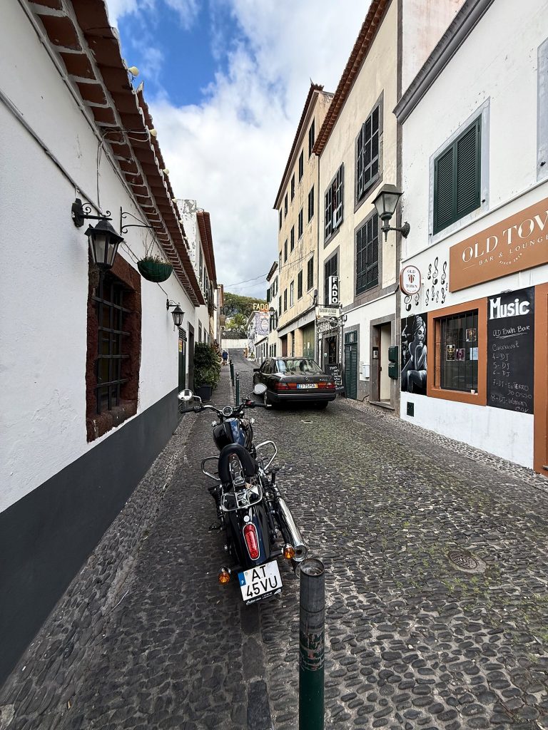 A narrow cobbled lane in Funchal’s old town